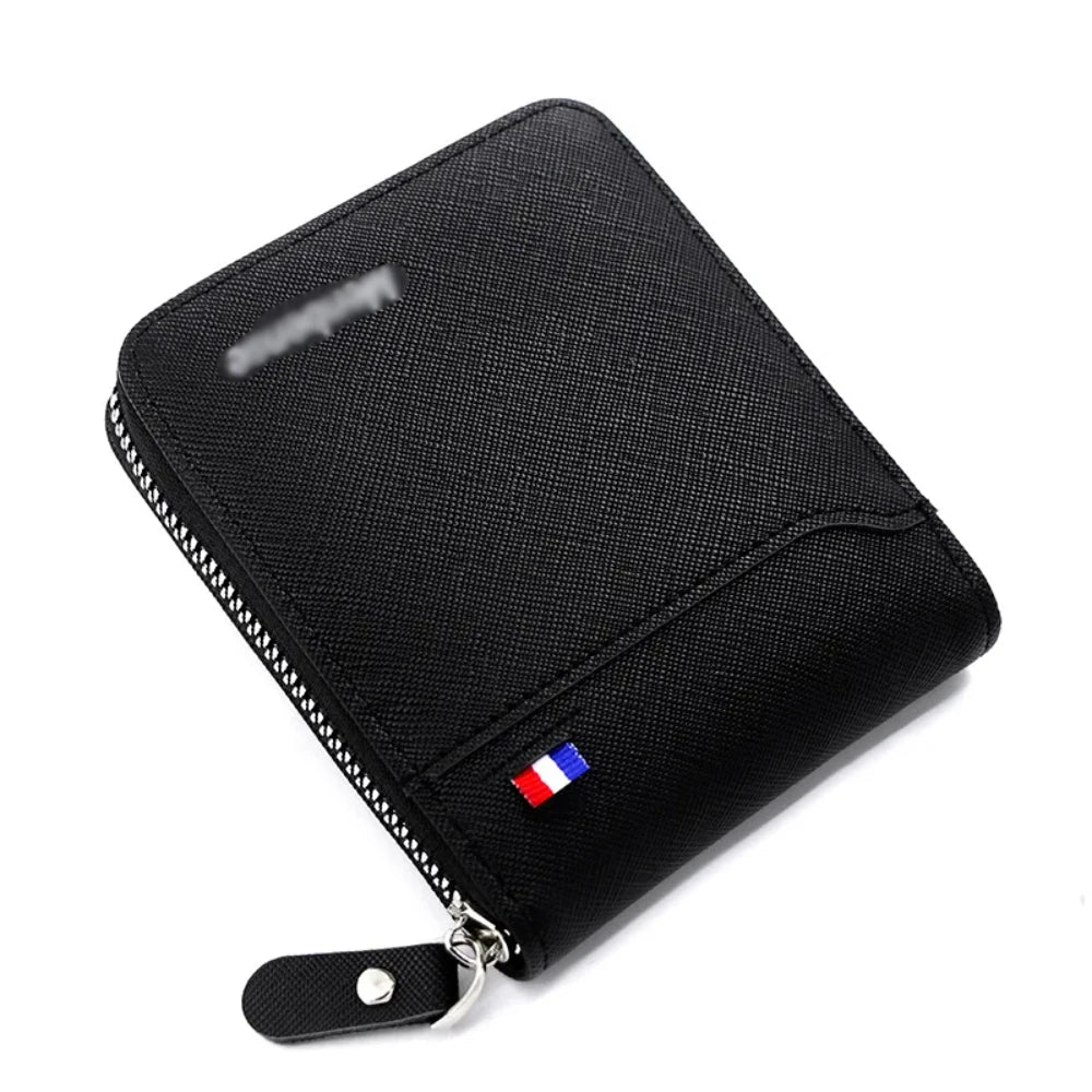 Men's Short Zipper Wallet – Korean Style Card Holder with Coin Pocket, RFID Protection